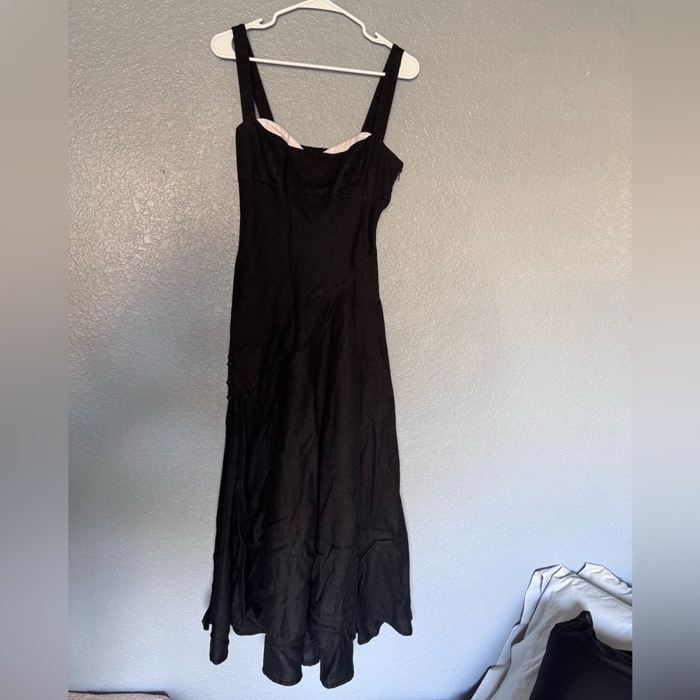 Reformation Bekki Linen Black Midi Dress - Picture 2 of 4